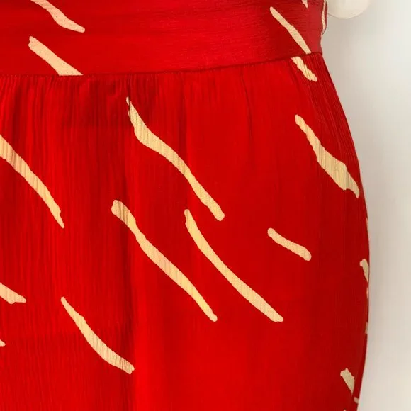 Vintage Christian Dior Red  Silk Wrap Front Midi Skirt Luxury Size 10 - Picture 8 of 16